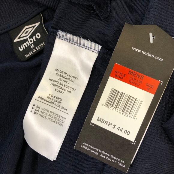 Umbro Navy Blue Check Soccer Full Zip Jacket S M L - Picture 5 of 7